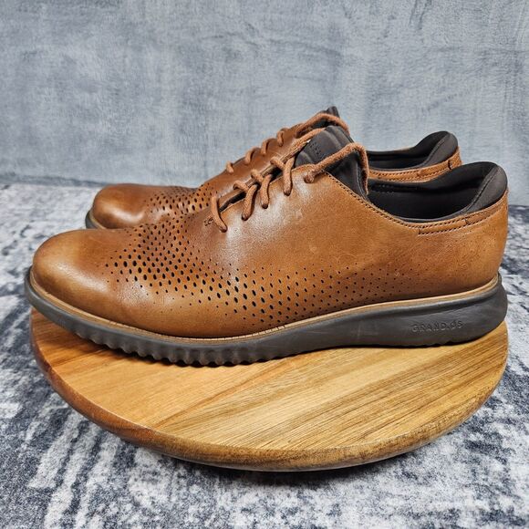 Cole Haan Men Cole Haan 2.ZeroGrand Lined Laser Wingtip Oxford Brown Leather Mens 10.5M C25351
